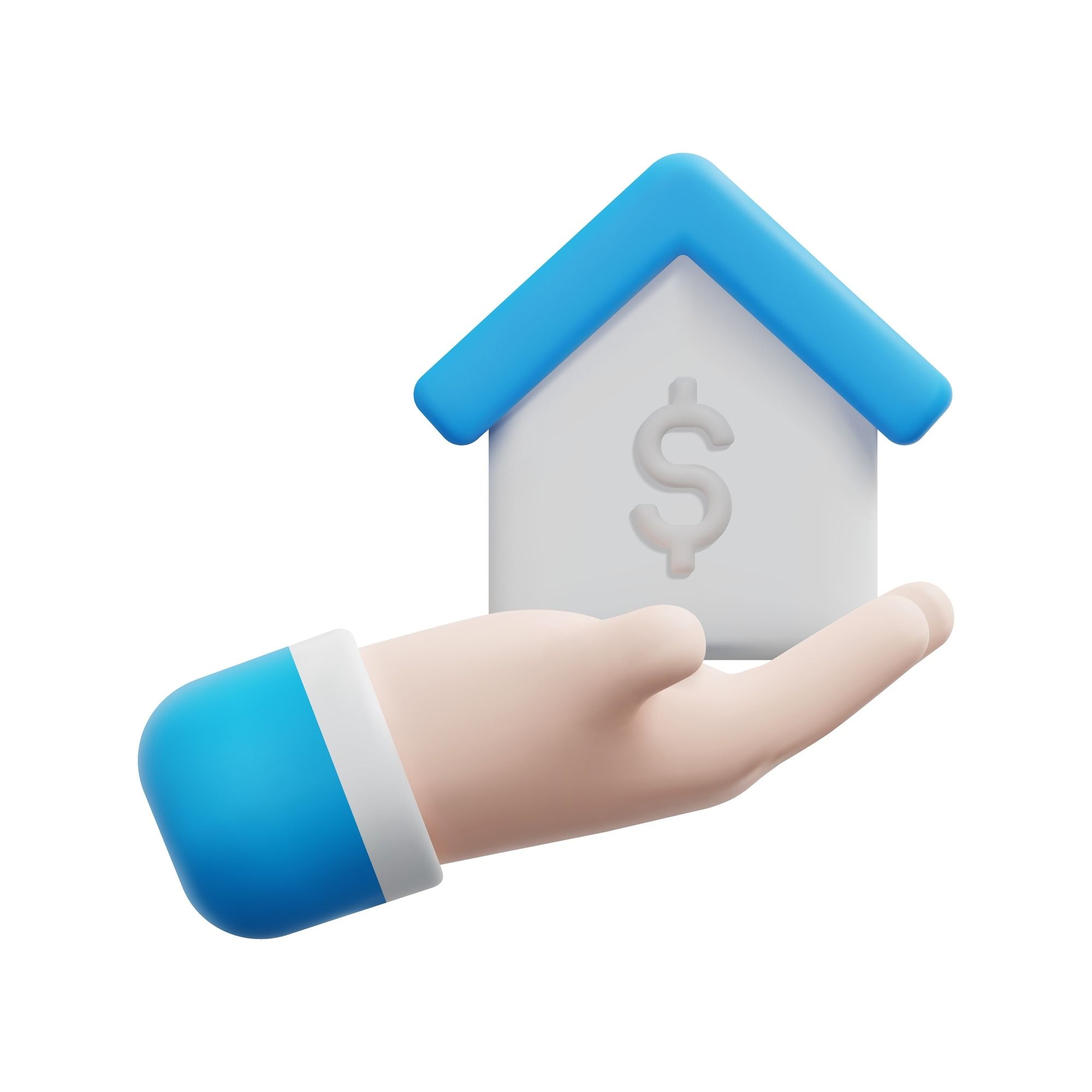 3d hand holding home icon vector